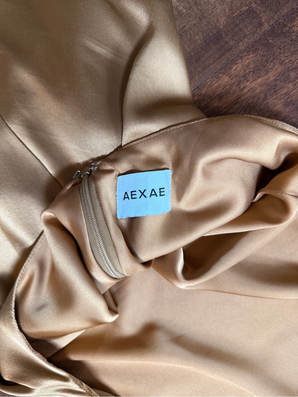 AEXAE Silk Backless Maxi Dress in Light Brown - Picture 10 of 12